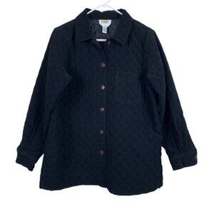 Vintage 90’s Talbots Women’s Black Quilted Shirt Jacket Size Medium